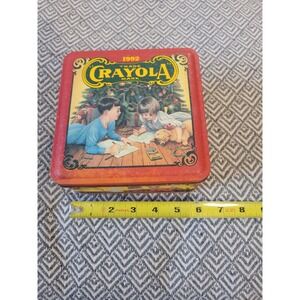 Vintage 1992 Crayola Collectible Holiday Tin With Ornament & Crayons
